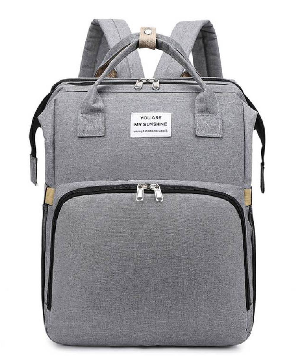 2 σε 1 τσάντα πλάτης & παιδικό κρεβατάκι TMV-0055, αδιάβροχη, γκρι