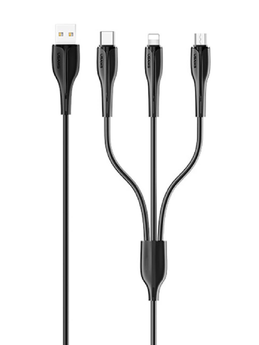 USAMS καλώδιο USB σε USB-C/Lightning/Micro USB US-SJ374, 10W, 1m, μαύρο