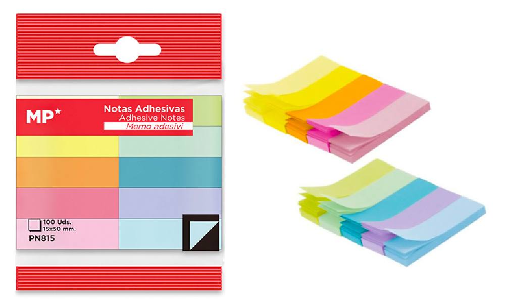 MP αυτοκόλλητοι σελιδοδείκτες PN815, 15x50mm, 1000τμχ, χρωματιστοί