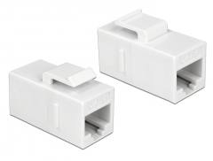 DELOCK Keystone module RJ45 86379, θηλυκό σε θηλυκό, Cat 6 UTP, λευκό