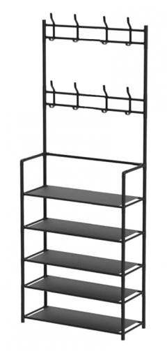 Παπουτσοθήκη HUH-0126 με 5 ράφια & κρεμάστρα, 80x25x171cm, μαύρη