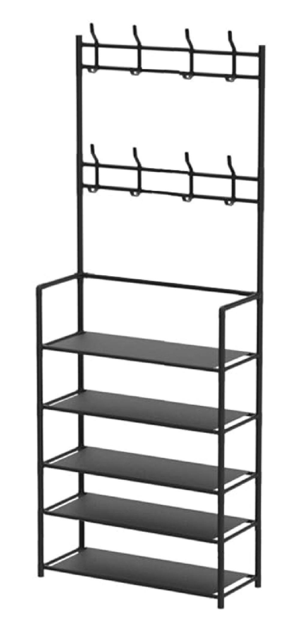 Παπουτσοθήκη HUH-0126 με 5 ράφια & κρεμάστρα, 80x25x171cm, μαύρη