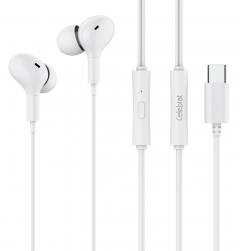 CELEBRAT earphones με μικρόφωνο D13, USB-C, 1.2m, λευκά