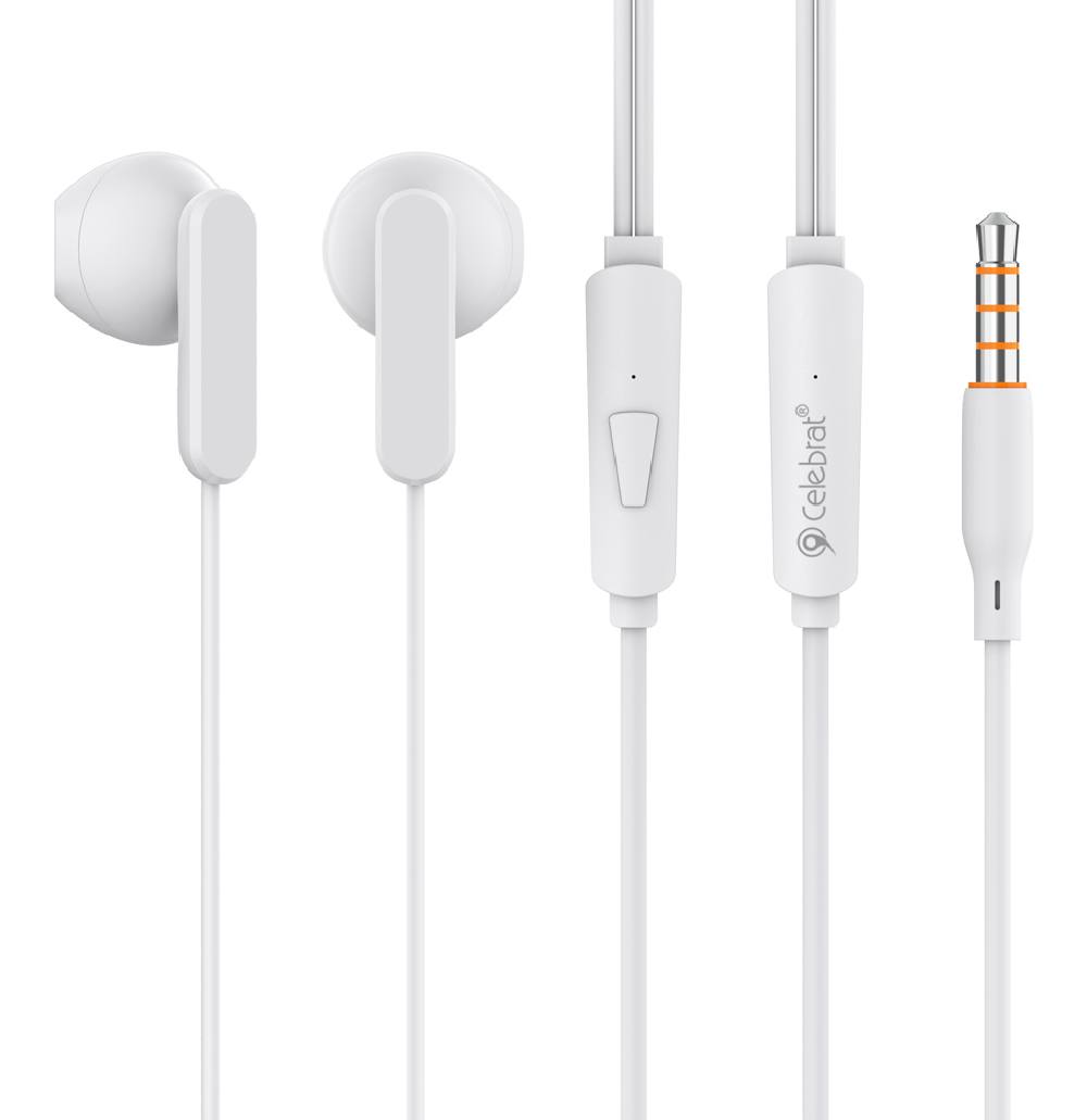 CELEBRAT earphones με μικρόφωνο G23, 3.5mm, 1.2m, λευκά