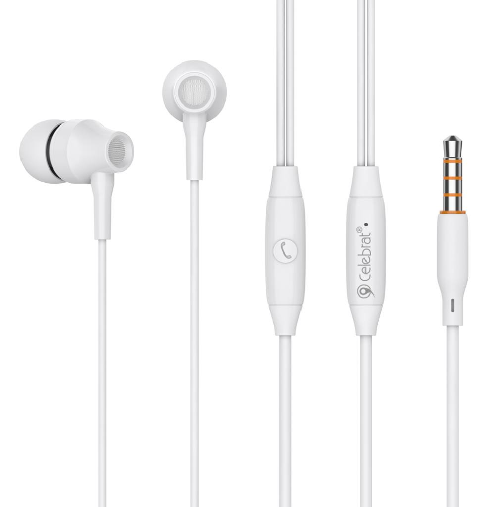 CELEBRAT earphones με μικρόφωνο G25, 3.5mm, 1.2m, λευκά
