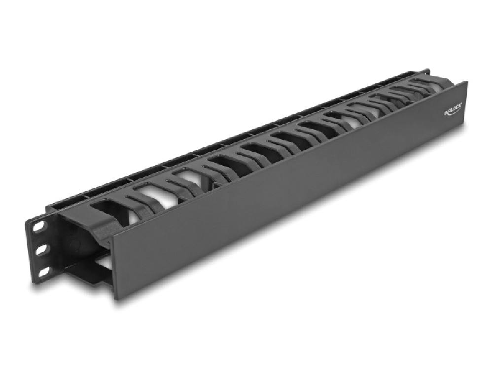 DELOCK cable management 67021 για rack 19"/1U, 2 ανοίγματα, μαύρο