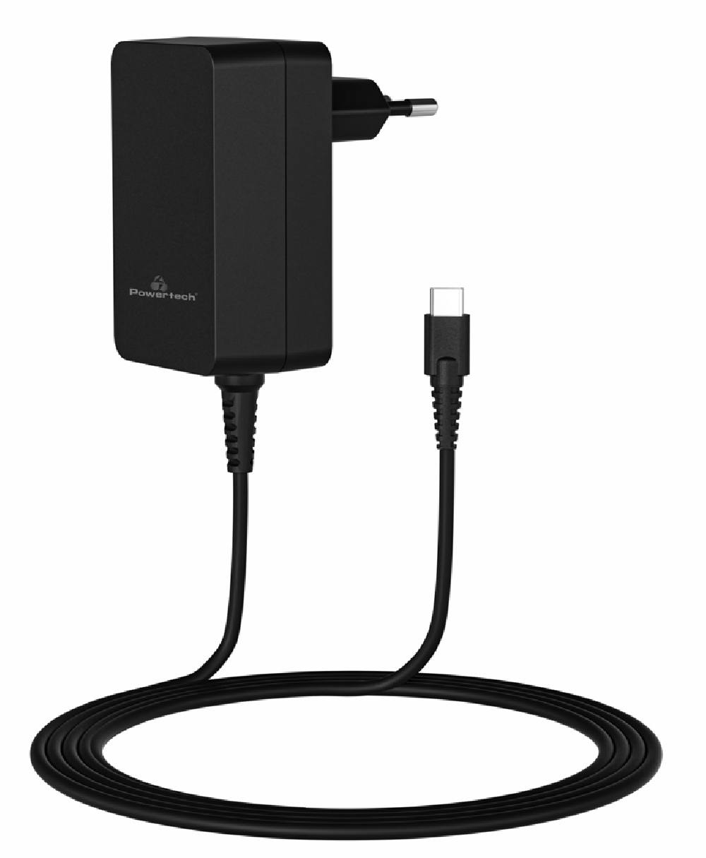 POWERTECH τροφοδοτικό laptop PT-1155, USB-C PD, universal, 45W, μαύρο