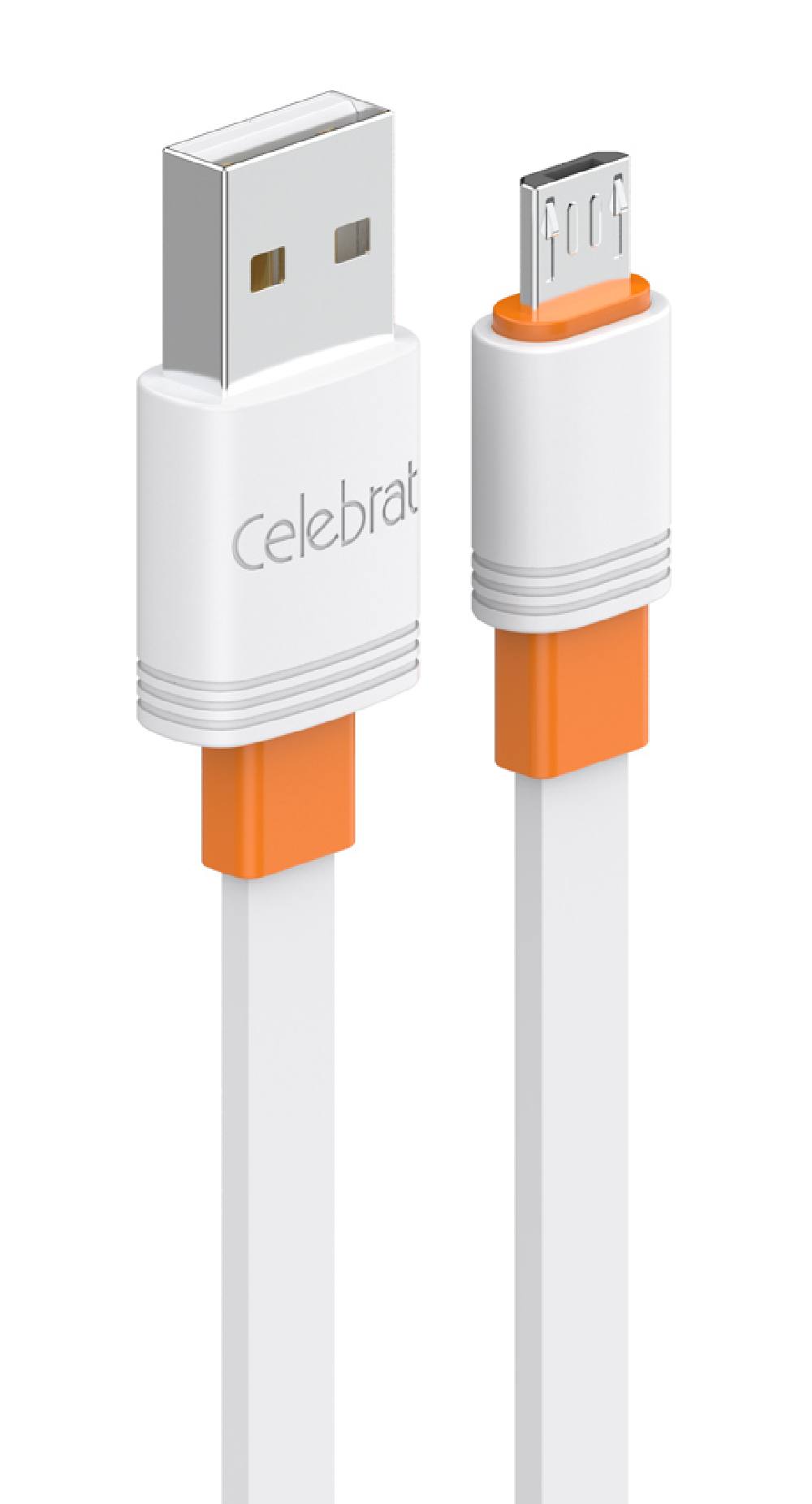 CELEBRAT καλώδιο micro USB σε USB CB-33M, flat, 10.5W, 1m, λευκό