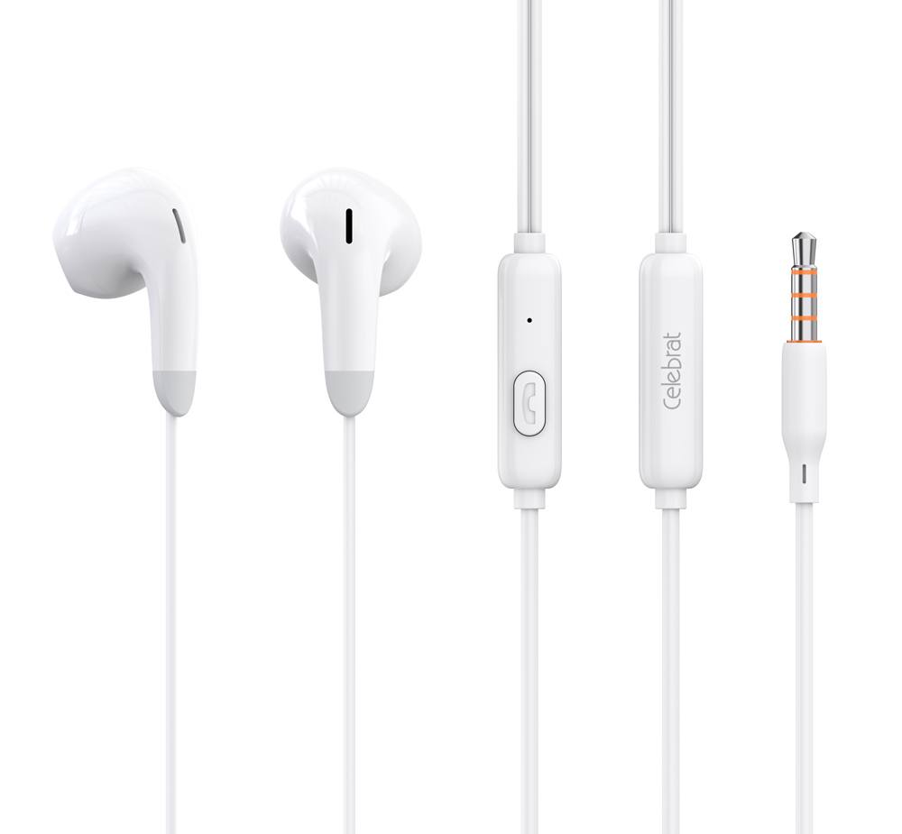 CELEBRAT earphones με μικρόφωνο G27, 3.5mm, 1.2m, λευκά