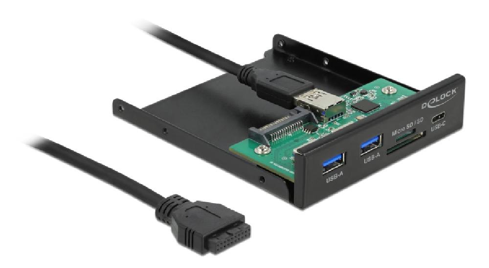 DELOCK front panel 64058, 3.5" σε USB-C, 2x USB & SD/Micro SD