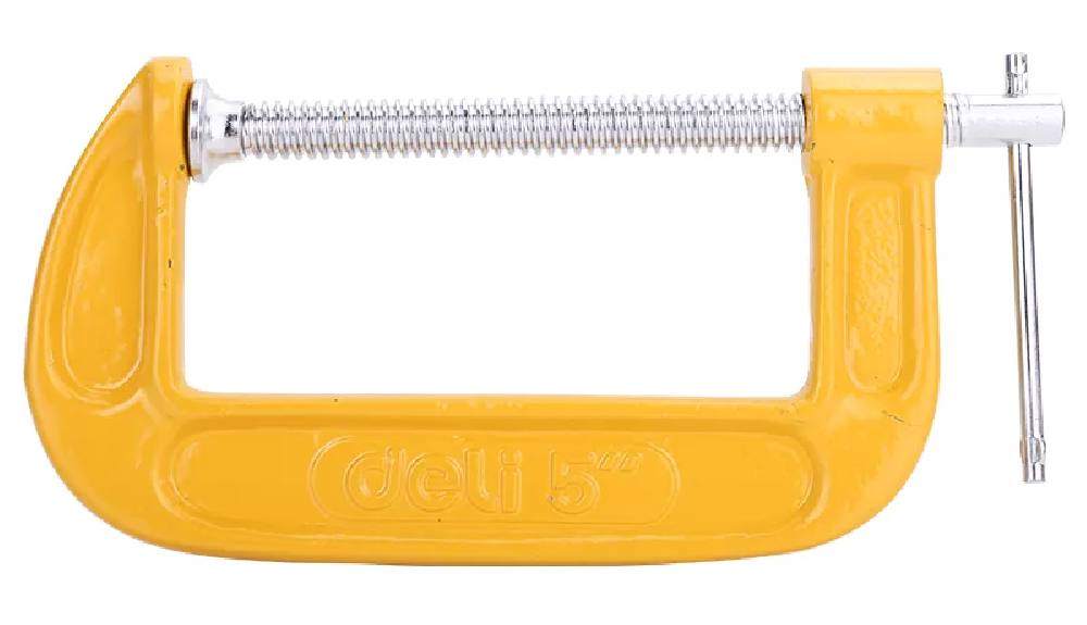 DELI σφιγκτήρας τύπου C DL-G205 με μέγιστο άνοιγμα 125mm, κίτρινος