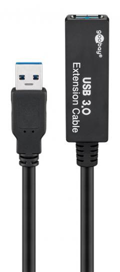 GOOBAY καλώδιο προέκτασης USB 3.0 95727, active, 5Gbps, 5m, μαύρο