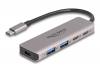 DELOCK USB hub 64239, 4x θυρών, 5Gbps, USB-C σύνδεση, γκρι