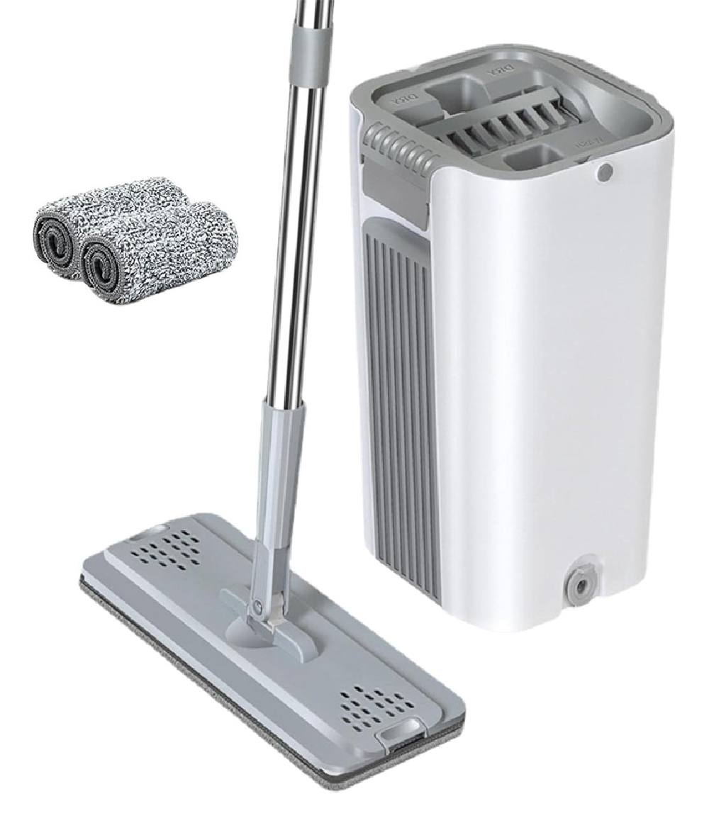 Σετ κουβάς & παρκετέζα με μικροΐνες CLN-0055, 21x21x38cm, λευκό