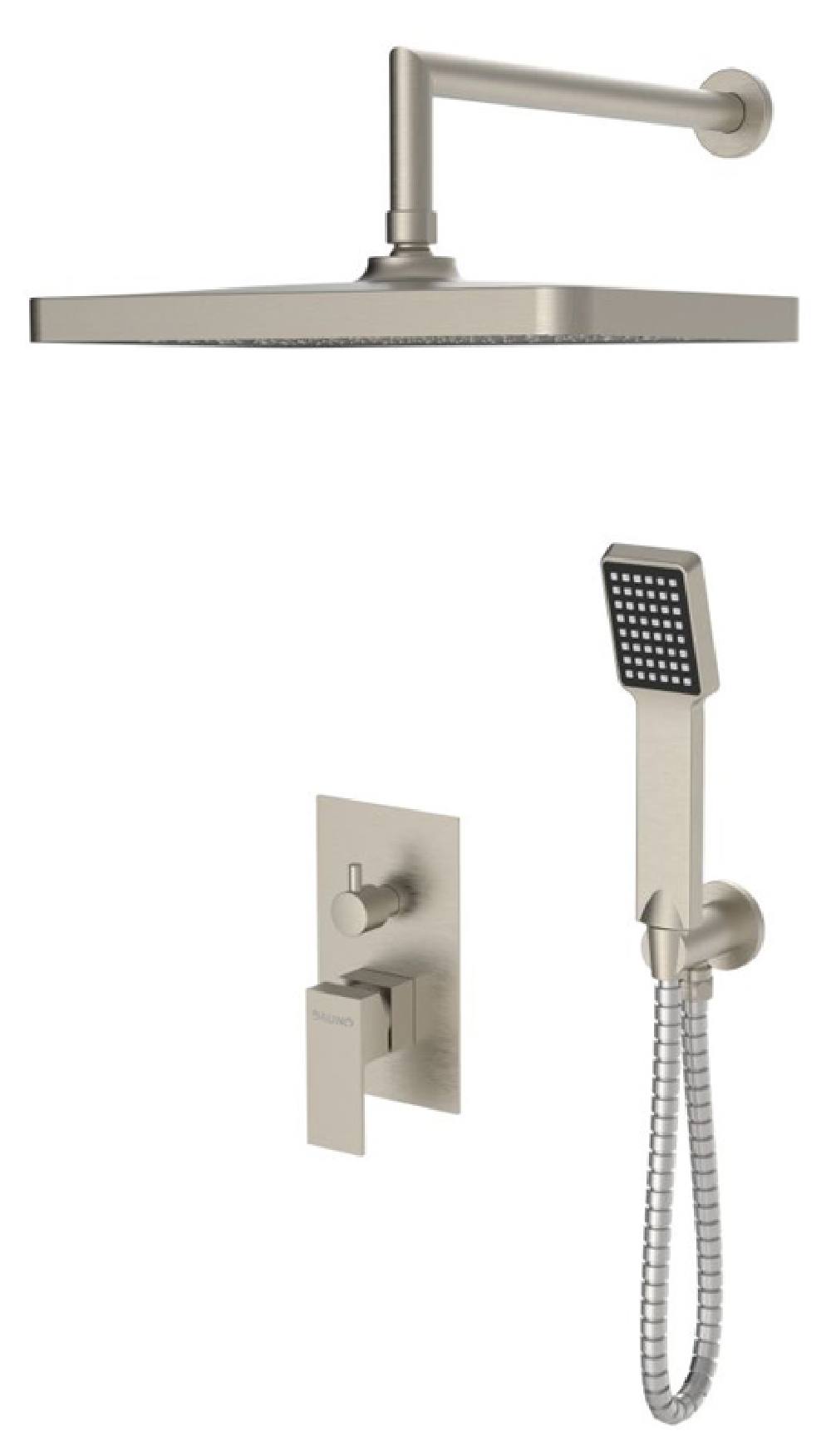 BRUNO σετ κεφαλή ντους με τηλέφωνο & μίκτη M63542-221 εντοιχισμού, ασημί