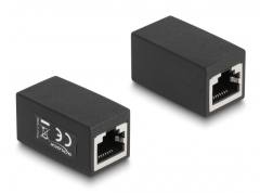 DELOCK σύνδεσμος RJ45 88003, θηλυκό σε θηλυκό, Cat.6, μαύρος