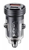 USAMS φορτιστής αυτοκινήτου US-CC175, USB & USB-C, 45W, QC & PD, μαύρος