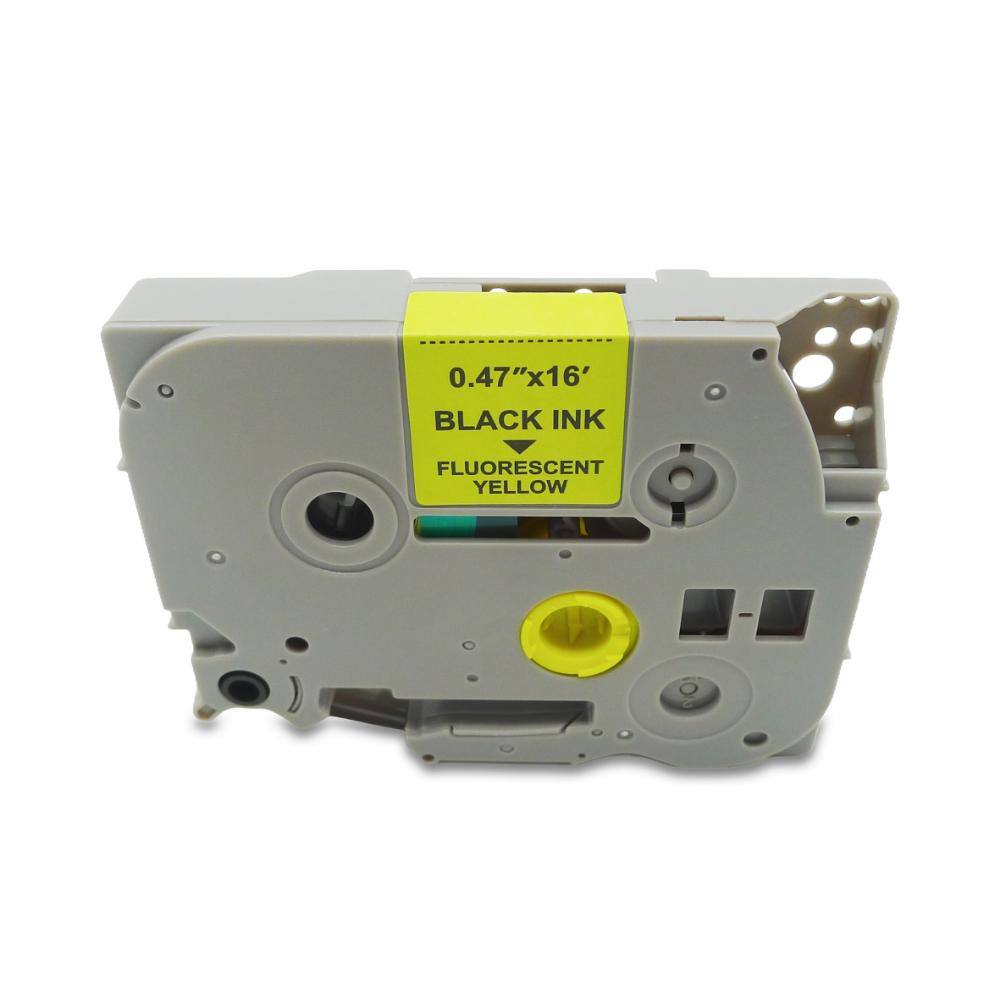 MediaRange Plastic Tape Cassette For Label Printers Using Brother TZ-c31/TZe-c31 12mm 8m Laminated Black On Fluorescent Yellow (