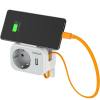 TESSAN 3 IN 1 WALL SOCKET 1xSCHUKO, 1xUSB, 1xTYPE-C CABLE 15CM