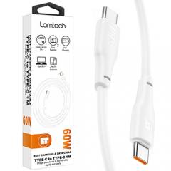 LAMTECH CHARGE AND DATA CABLE TYPE-C TO TYPE-C 60W 2M WHITE