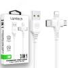 LAMTECH 3 IN 1 CHARGING USB CABLE TO TYPE-C/LIGHTNING/MICRO USB 1M WHITE