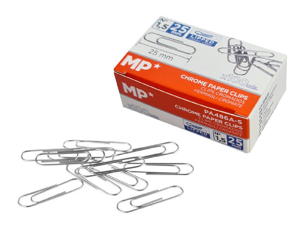 MP μεταλλικοί συνδετήρες PA486A-S, 25mm, 100τμχ, ασημί