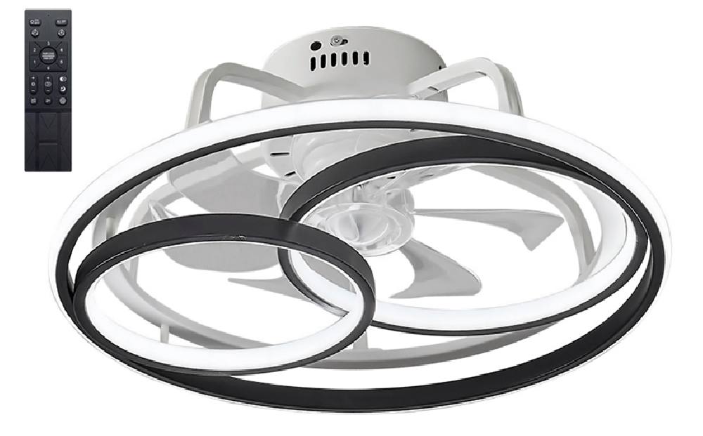 POWERTECH ανεμιστήρας οροφής HLL-0108 με LED φως, 50W, Φ50x21cm, μαύρος