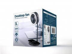 GEMBIRD DESKTOP FAN WITH LED LAMP AND WIRELESS CHARGER