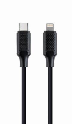 CABLEXPERT TYPE-C TO 8-PINS CHARGING AND DATA CABLE 1,5M BLACK RETAIL PACK
