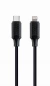 CABLEXPERT TYPE-C TO 8-PINS CHARGING AND DATA CABLE 1,5M BLACK RETAIL PACK