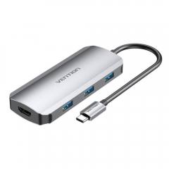 VENTION Type-C to HDMI/USB 3.0x3/PD 100W Docking Station 0.15M Gray Aluminum Alloy Type (TODHB) (VENTODHB)