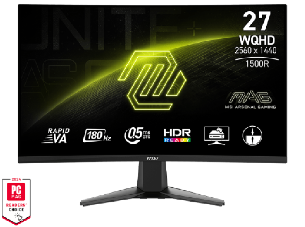 MSI MONITOR GAMING MAG 27CQ6F, CURVED VA WQHD, 27", 16:9, 300CD/M2, 5.000:1, 0,5MS, 180Hz, 2560x1440, 2xHDMI/ 1xDP/ HP OUT, BLAC