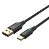 VENTION Nylon Braided USB 2.0 A Male to Type-C Male 3A Cable 0.25M Black LED Type (CTFBC) (VENCTFBC)