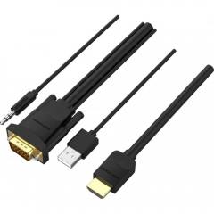 VENTION HDMI to VGA Cable with Audio Output & USB Power Supply 1.5M Black (ABIBG) (VENABIBG)