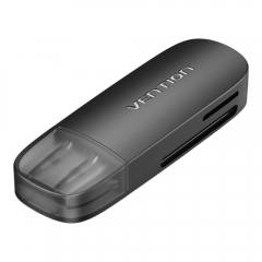 VENTION 2 in 1 USB 3.0 Type-C Card Reader (SD+TF) Black Dual Drive Letter (CLHB0) (VENCLHB0)
