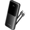 VENTION 10.000mAh Power Bank (Micro-USB + USB-C + USB-A + USB-A) with Built-In Type-C and Lightning Cables 22.5W Black Led Displ