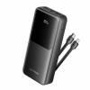VENTION 20.000mAh Power Bank (Micro-USB + USB-C + USB-A + USB-A) with Built-In Type-C and Lightning Cables 22.5W Black Led Displ