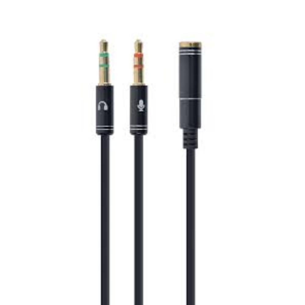 Gembird Cca-418m Headphone Adapter 4pin Jack F -2x Stereo Minijack 3.5mm, Metal Connec (CCA-418M) (GEMCCA-418M)