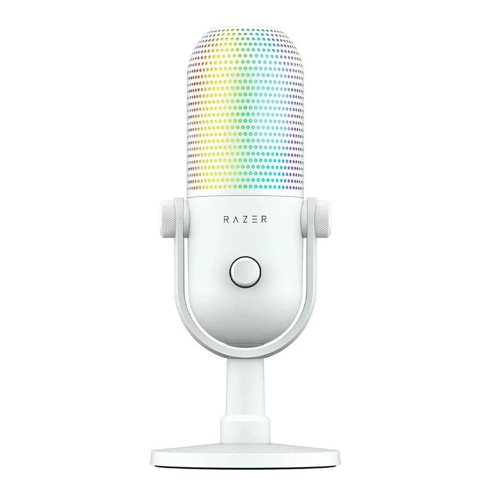 Razer Seiren V3 Chroma White RGB USB Condenser Microphone Gain Limiter Build-in Shock Absorb (RZ19-05060200-R3M1) (RAZRZ19-05060