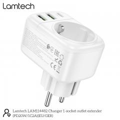 LAMTECH MULTIFUNCTIONAL SURGE PROTECTOR WALL SOCKET 1xSCHUKO 2xUSB 1xTYPE-C PD20W