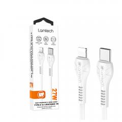 LAMTECH FAST CHARGING AND DATA CABLE TYPE-C TO LIGHTNING 1M 27W WHITE