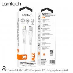 LAMTECH FAST CHARGING AND DATA CABLE TYPE-C TO LIGHTNING 1M 27W WHITE