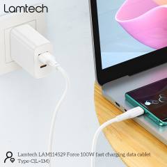 LAMTECH HIGH POWER CABLE USB TO TYPE-C 1M 100W WHITE