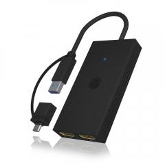 ICY BOX USB & TYPE-C TO DUAL HDMI SPLITTER