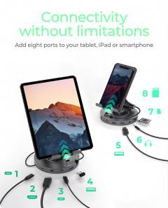 ICY BOX TABLET AND SMARTPHONE HOLDER UP TO 11' WITH 8IN1 DOCKING STATION