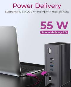 ICY BOX 14 IN 1 USB/TYPE-C DOCK WITH TRIPLE VIDEO OUTPUT