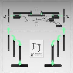 ICY BOX ERGONOMIC WORKSTATION, MOTORISED DESK INCL. SPILLED DESKTOP 140x170CM AND DIGITAL MEMORY TOUCH PANEL