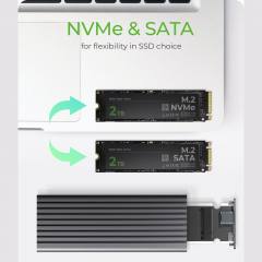 ICY BOX TYPE-C/USB 3.2 GEN2 TO PCIe NVMe/SATA SSD ENCLOSURE WITH WRITE PROTECTION