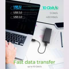 ICY BOX TYPE-C/USB 3.2 GEN2 TO PCIe NVMe/SATA SSD ENCLOSURE WITH WRITE PROTECTION