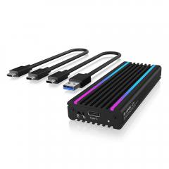 ICY BOX TYPE-C 3.2 GEN2 TO PCIe NVMe SSD ENCLOSURE WITH LED STRIPES